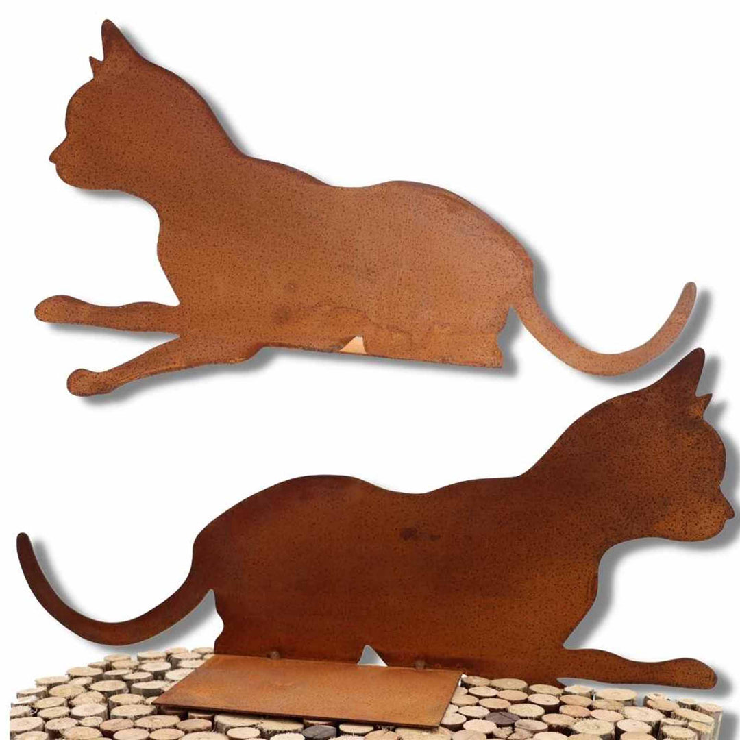 Rust decoration cat, garden decoration edge stool – Rostikal