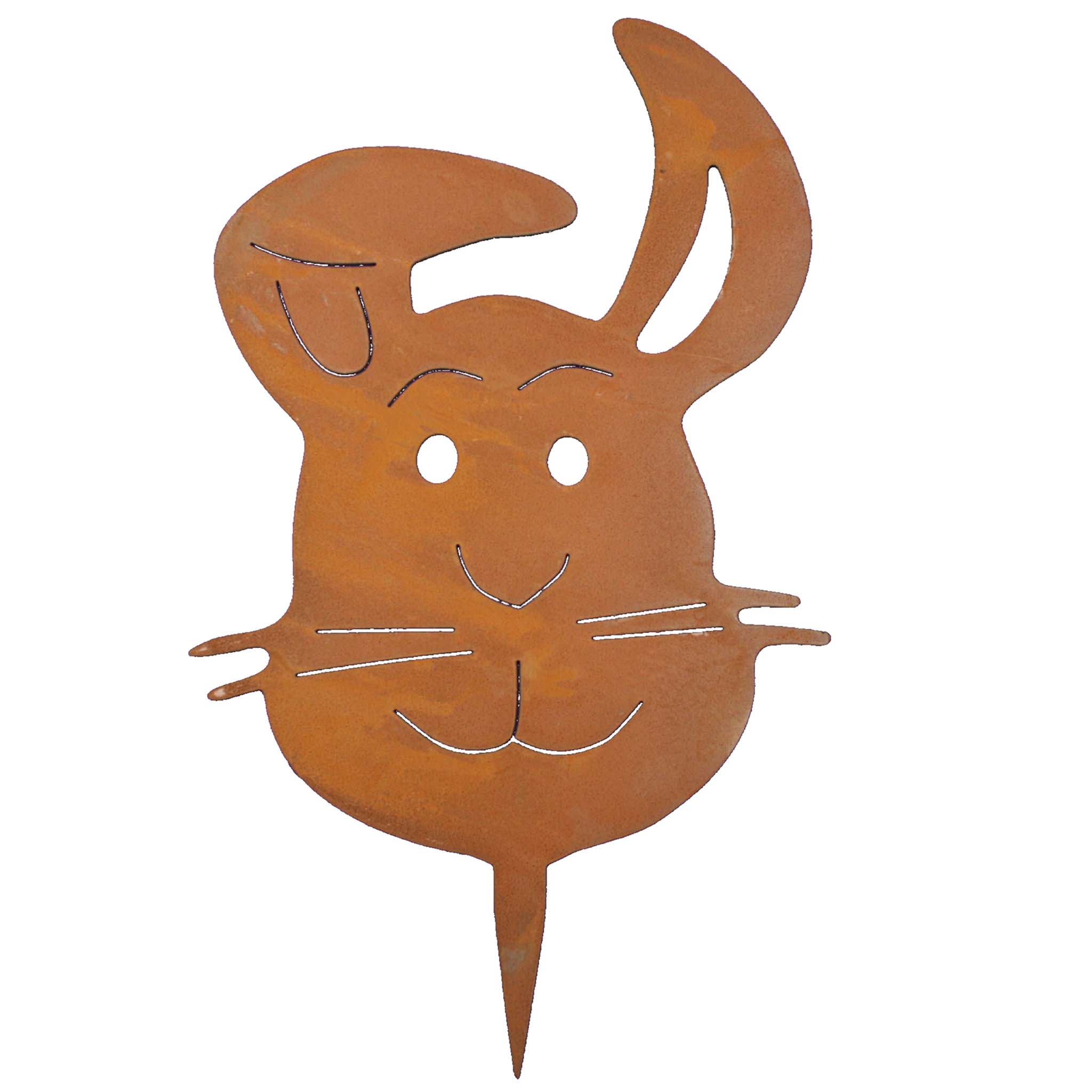 Rust decoration bunny "Mukki" to stick for tree trunk | Easter decoration for outdoors and indoors
