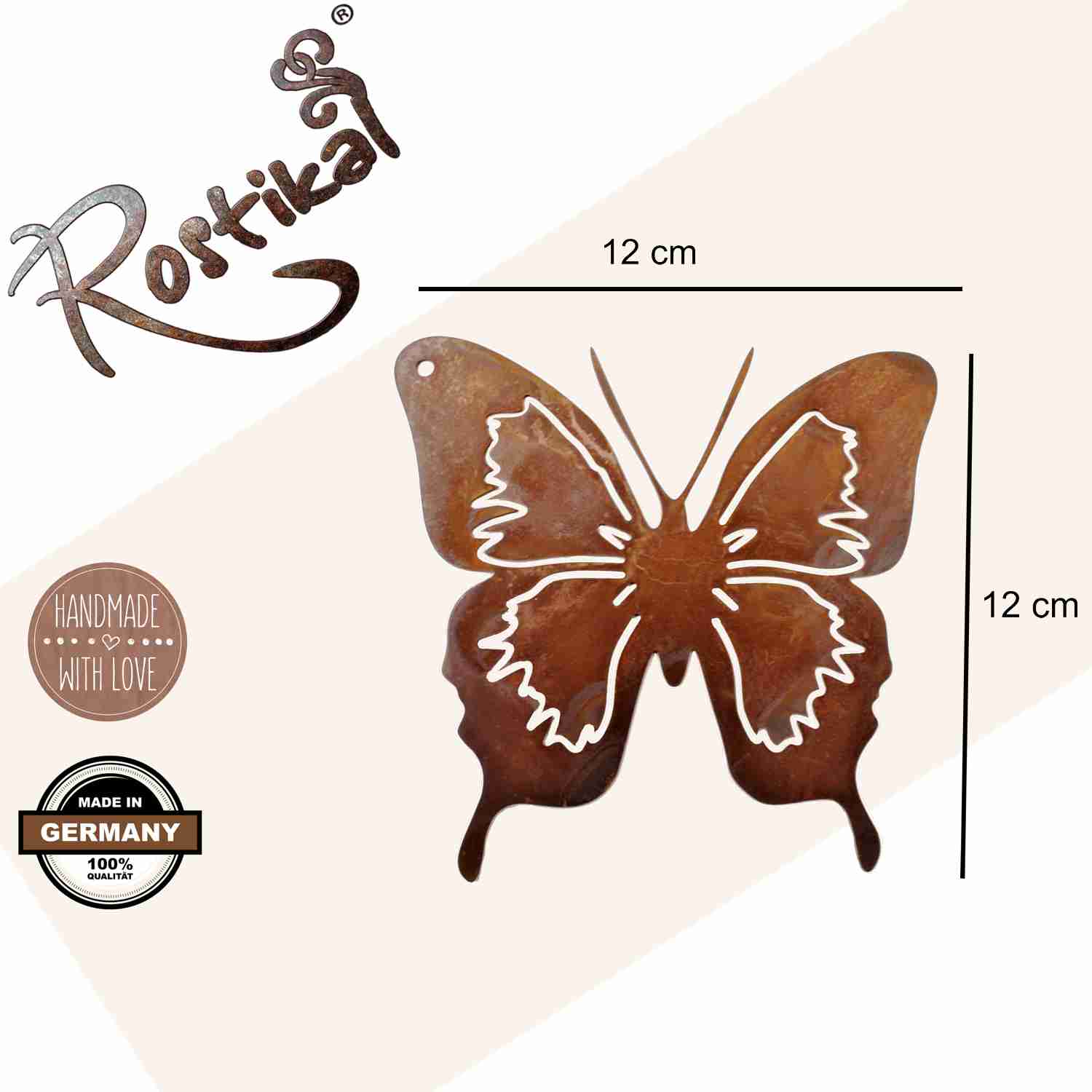 Metall-Schmetterling in Rostoptik - Filigranes Design, perfekt als Hängedeko oder Gartenstecker für Wohnräume und Außenbereiche