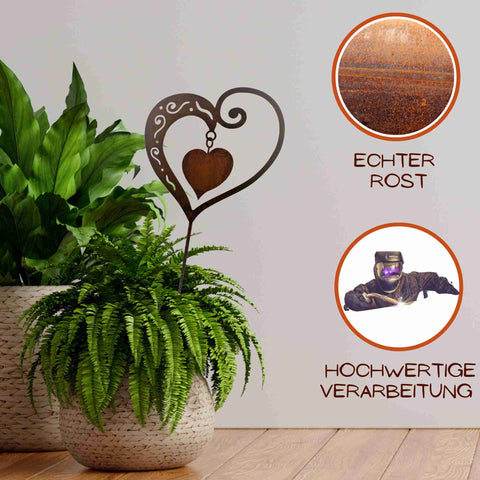Rostikale Hängedekoration: Ein handgefertigtes Metall Deko Herz von Rostikal, das Garten, Terrasse und Wohnzimmer verschönert