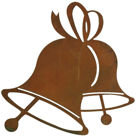 Rostige Metall Glocke mit handgefertigtem Edelrost Finish, einzigartiges Design als dekorative Wand- oder Gartendekoration für drinnen und draußen