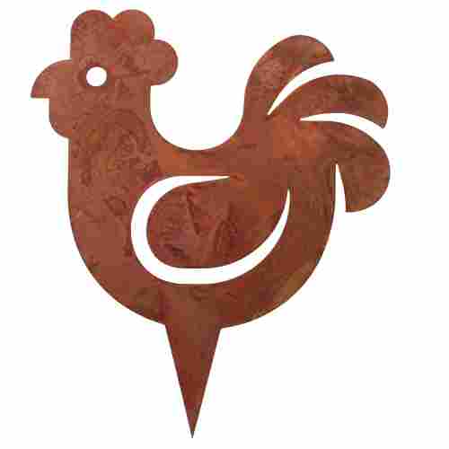 Metallisches Huhn und Hahn zum Stecken mit Rosteffekt für die Frühlings- und Osterdekoration im Garten