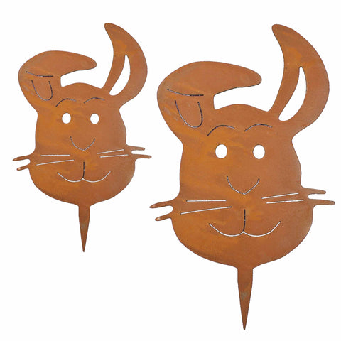 Rust decoration bunny "Mukki" to stick for tree trunk | Easter decoration for outdoors and indoors