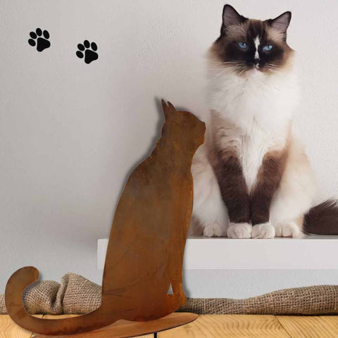 Deko-Katze in Edelrost-Optik - Perfekte Dekoration für Innen- und Außenbereich