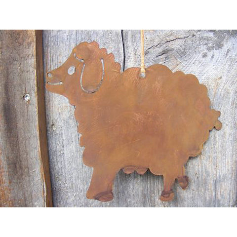 Rust decoration sheep as a room and garden hanging metal decoration