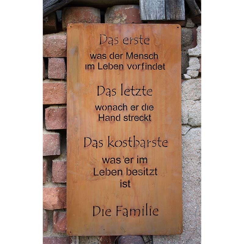 Metallschild Spruch Familie Rostikal