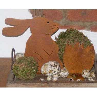 Vielseitiger Rost Hase aus Metall von Hand gefertigt und in Edelrost Optik für Indoor und Outdoor, ideal als Garten Accessoire zu Ostern.