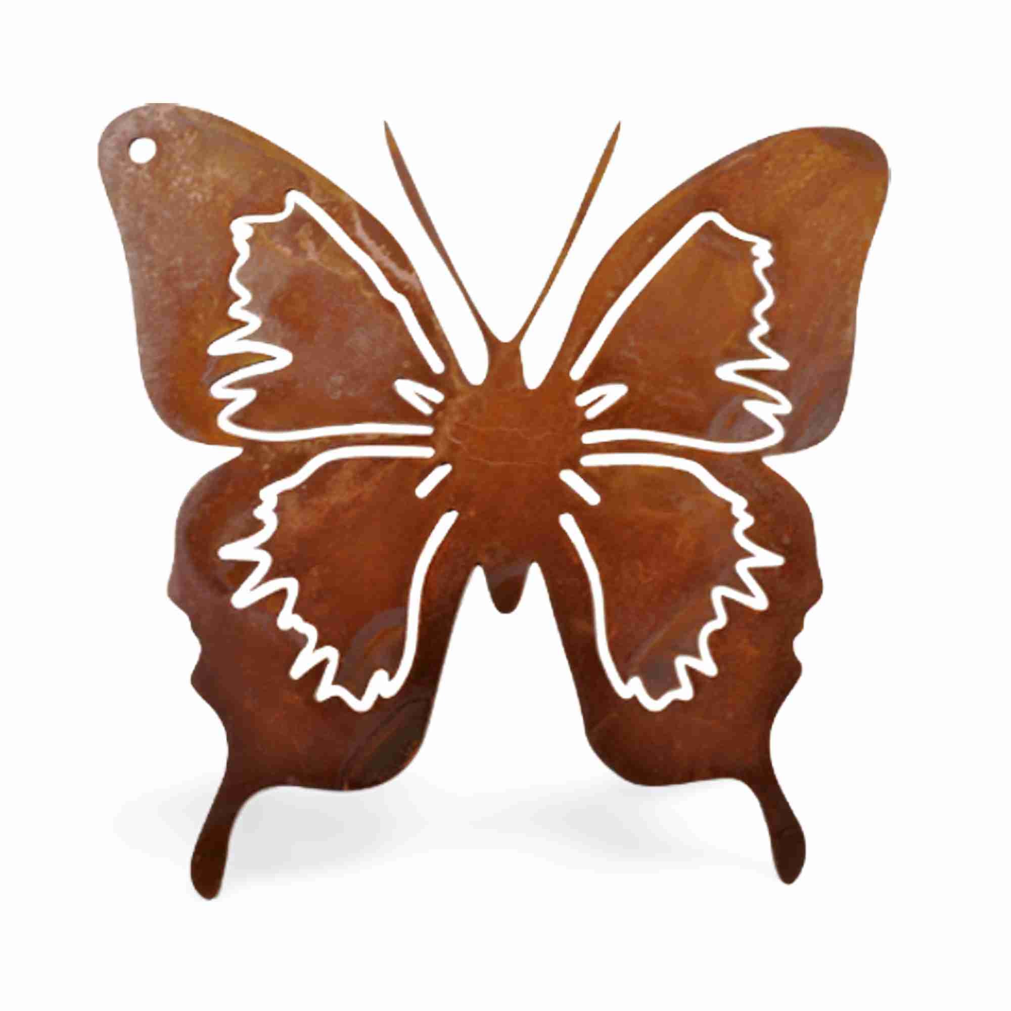 Filigraner Rost-Schmetterling aus Metall - Vielseitige Dekoration für Innen- & Außenbereich, ideal als Hängedeko oder Gartenstecker