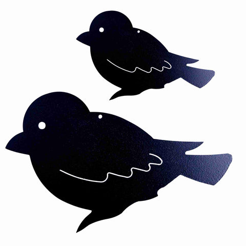 Handgefertigte schwarze Deko Vogelfigur zum Hängen im Set aus Metall als edles Wohnaccessoire und wetterbeständige Gartendekoration