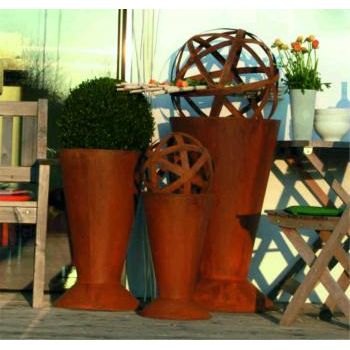 Konische Blumensäule aus Edelrost - Stilvolle Pflanzsäule für Innen- & Außenbereiche, ideal zur Präsentation von Blumen & Pflanzen