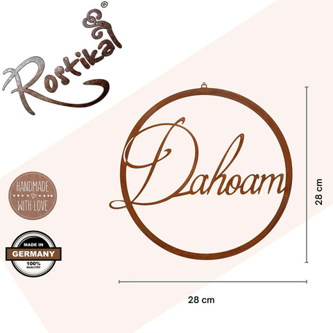 Dahoam Schriftzug aus Metall für Garten, Terrasse und Balkon - dekoratives Highlight im Edelrost-Look