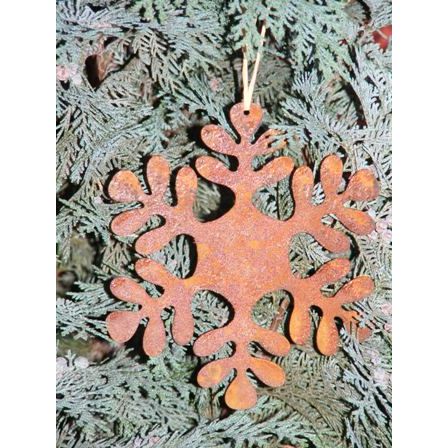 Rustikale Edelrost Schneeflocke als winterliche Dekoration. Handgefertigt aus Metall und für Innen- und Außenbereich geeignet.