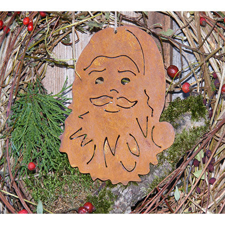 Weihnachtsmann zum Hängen – Rost Nikolaus aus Metall, 15 cm
