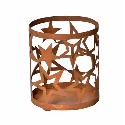 Rust garden decoration lantern star with glass insert | Christmas decoration
