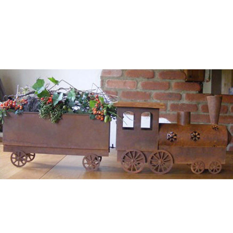 Weihnachtszug Wagon zum Befüllen - gestalten Sie Ihre eigene Weihnachtsdekoration mit Zweigen, Efeu, Beeren und Lichterketten