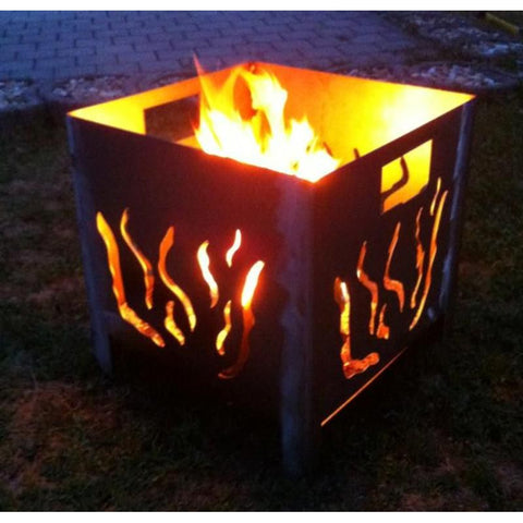 Rost Metall Feuerkorb: stilvolle Feuerstelle mit Rissen für Garten, Terrasse & Outdoor