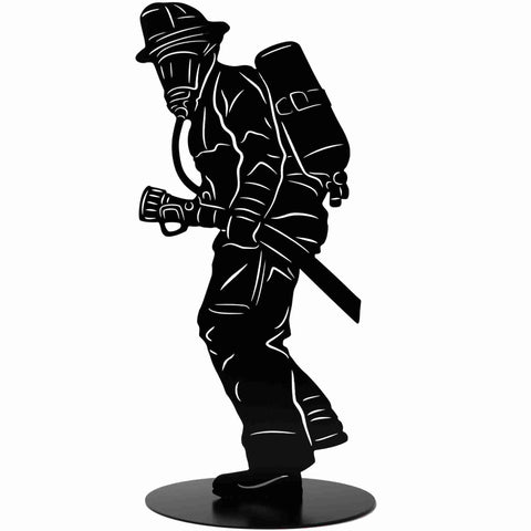 Schwarze Metallskulptur eines Feuerwehrmanns: Perfekt für Sammler oder als Geschenk für Feuerwehrleute und Fans