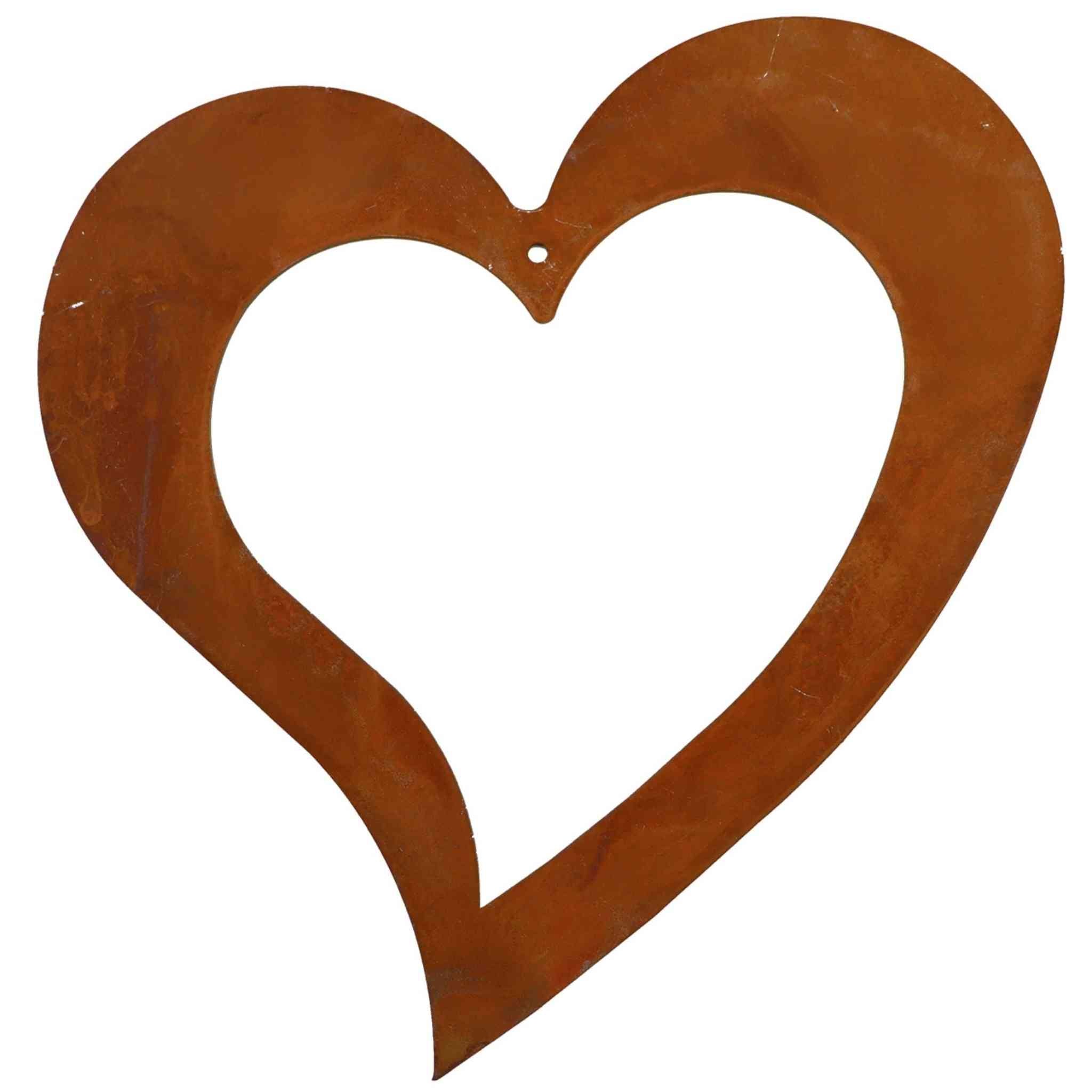 Hochwertiges Metall Herz zum Hängen mit handgefertigter Rostpatina als dekorative Wanddekoration oder als stilvolles Wohnaccessoire.