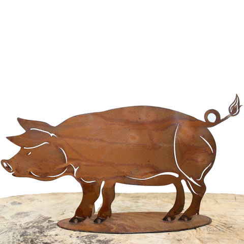 Bauernhof Skulptur: Rost Schwein Deko als Hingucker für drinnen und draußen