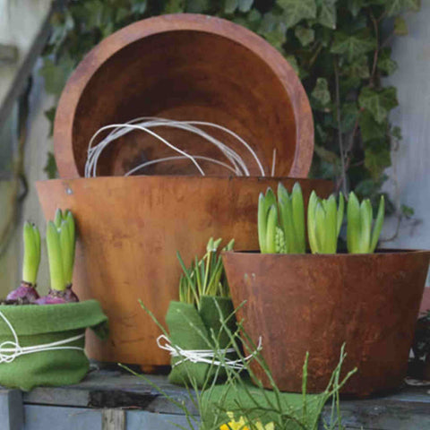 rouille déco pot de plantes conique | pot de fleurs comme décoration de jardin vintage