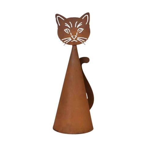 Edelrost Katzen-Zaunhocker aus Metall, Gartendeko für Zaun & Pfosten, stilvoller Rostlook