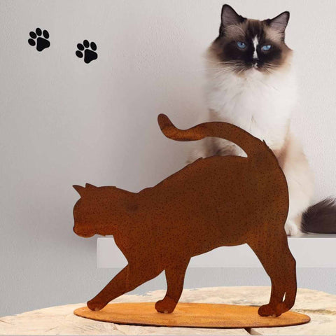 Rostige Metallskulptur Katze Elly - ideale Dekoration für Tier- und Gartenliebhaber