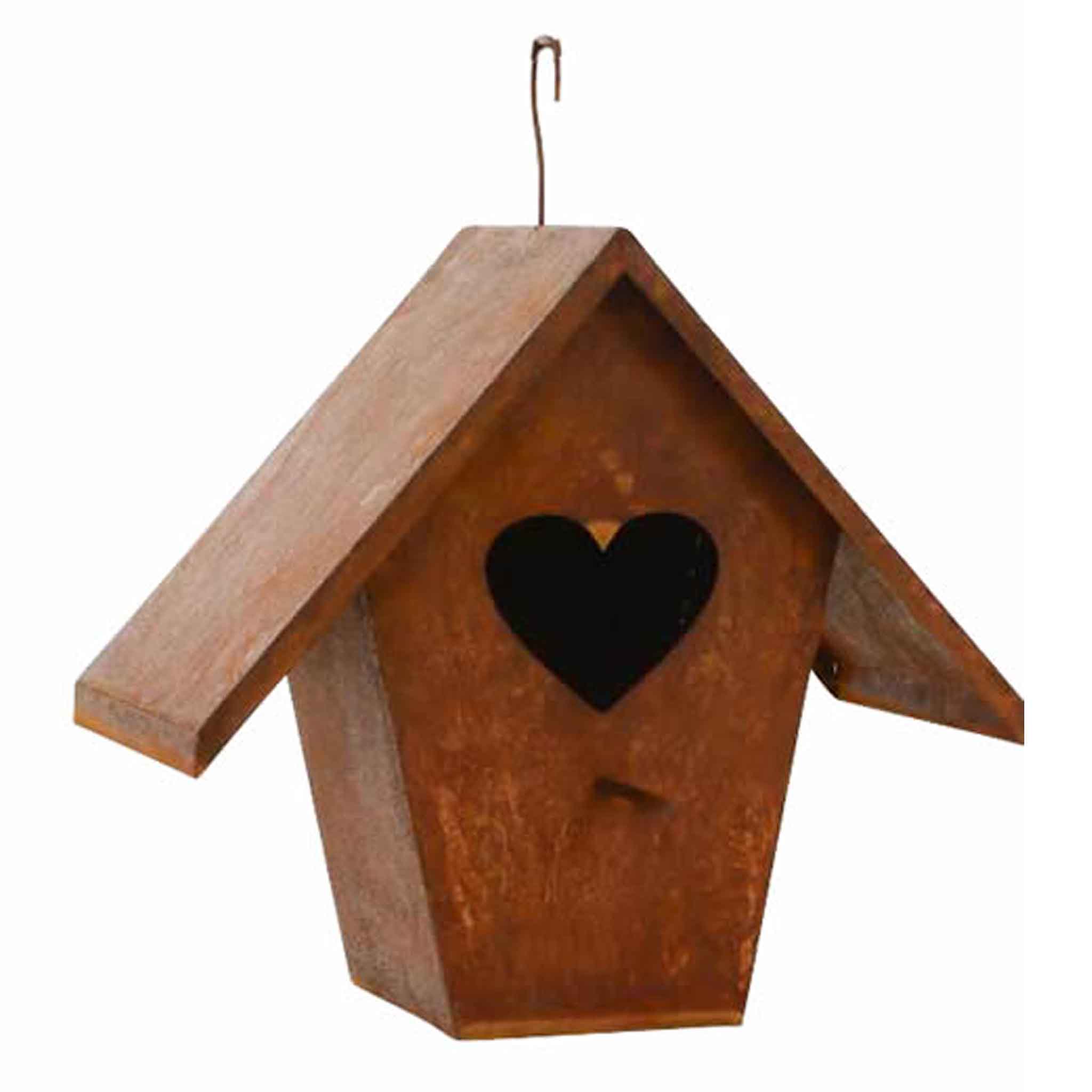 Robustes rostiges Metall-Vogelfutterhaus, ideal, um Vögeln einen gemütlichen Futterplatz in Ihrem Garten zu bieten