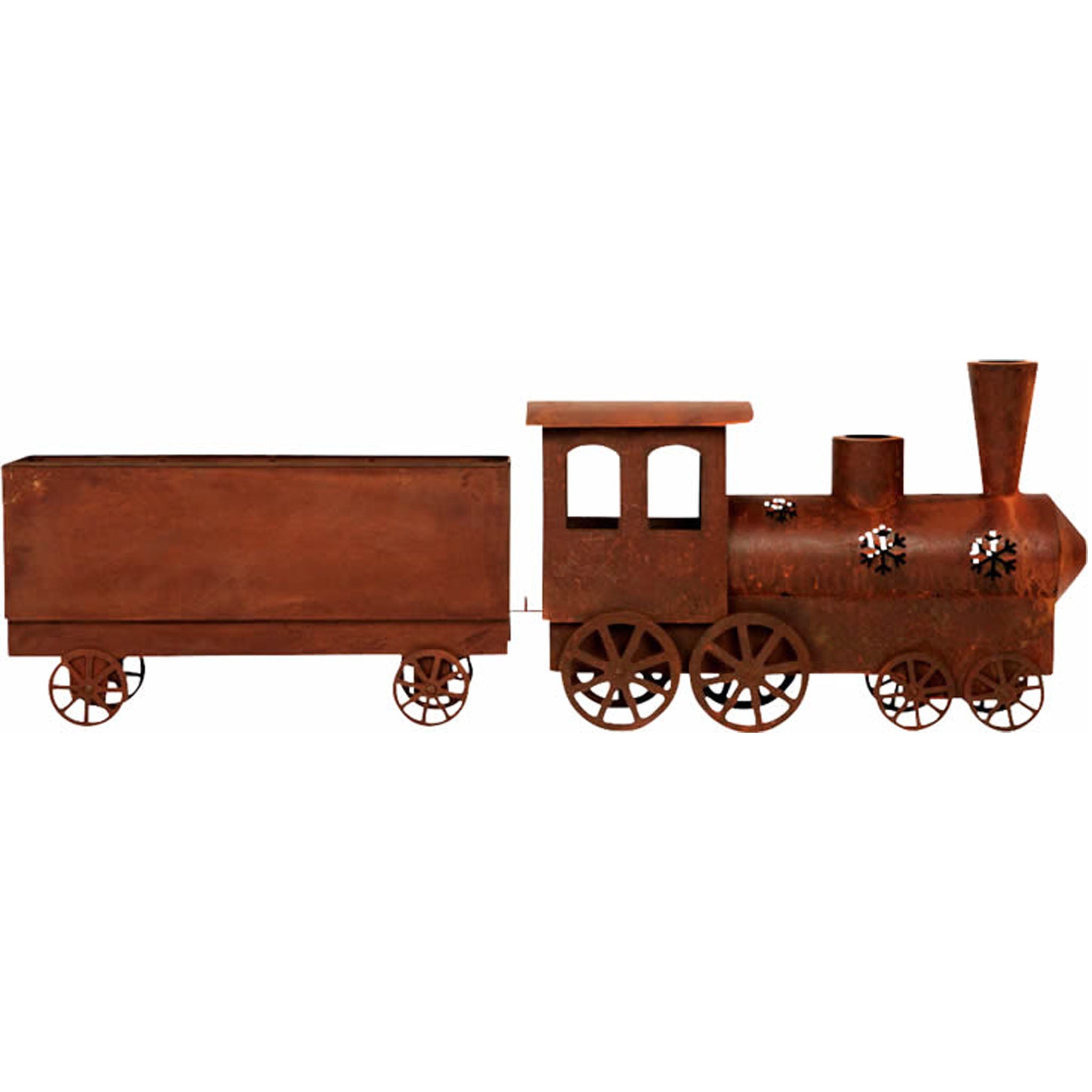 Große Weihnachtsdeko Lokomotive mit Wagon, Gesamtlänge 192 cm - eine beeindruckende Vintage-Deko für Ihr Zuhause.